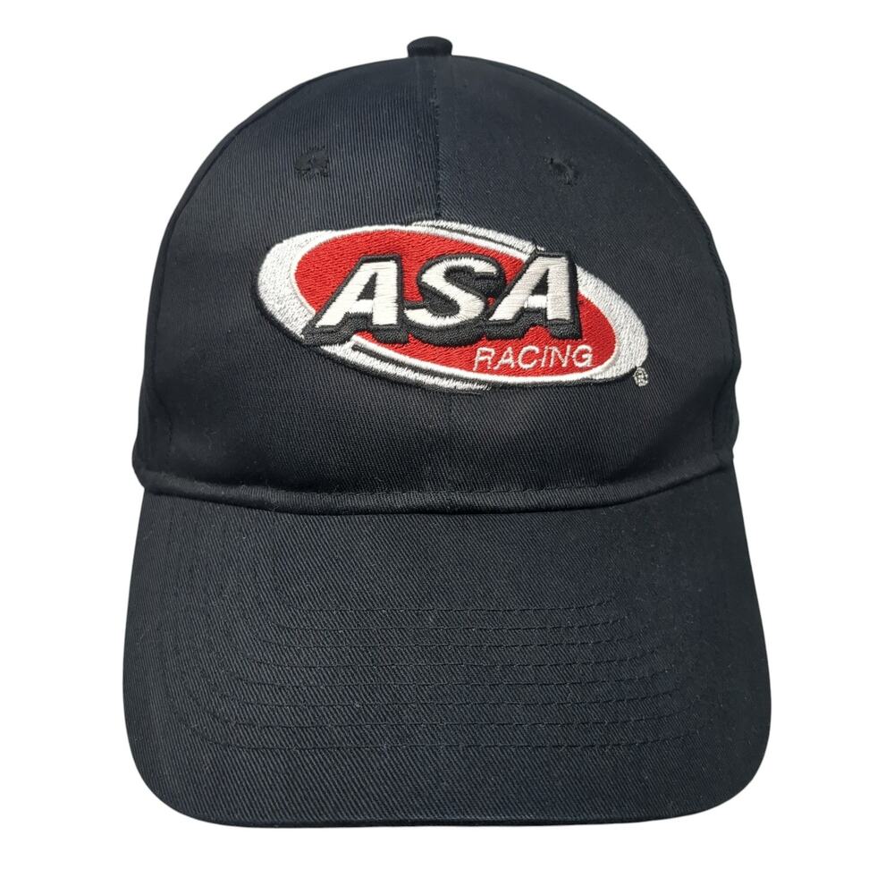ASA Racing Strapback Baseball Cap Black OS Classic Cut Adjustable UltraClub